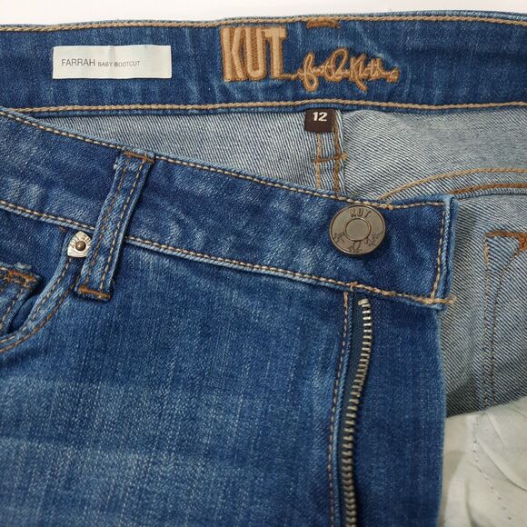 Kut From The Kloth Farrah Baby Bootcut Jeans Medium Wash Sz 12 34 x 32 KP697MB4 - Picture 7 of 12